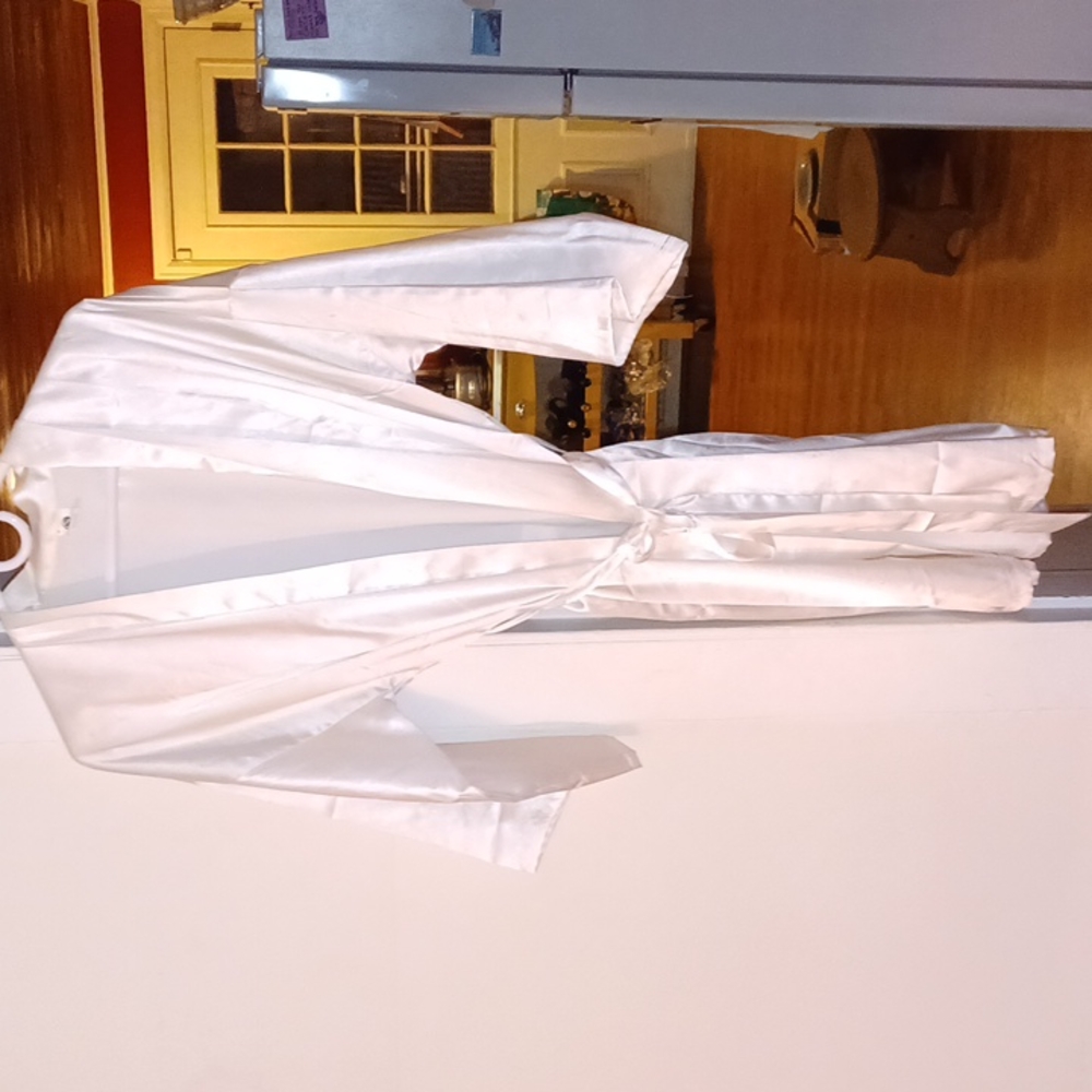 Simple Satch- Satin- White- Knee Length Robe. Free w/ 50$ purchase!